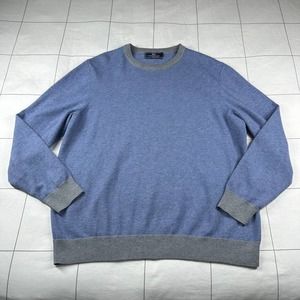 Vineyard Vines Sweater Mens Large Blue Gray Feeder Stripe Double Knit Wool Crew